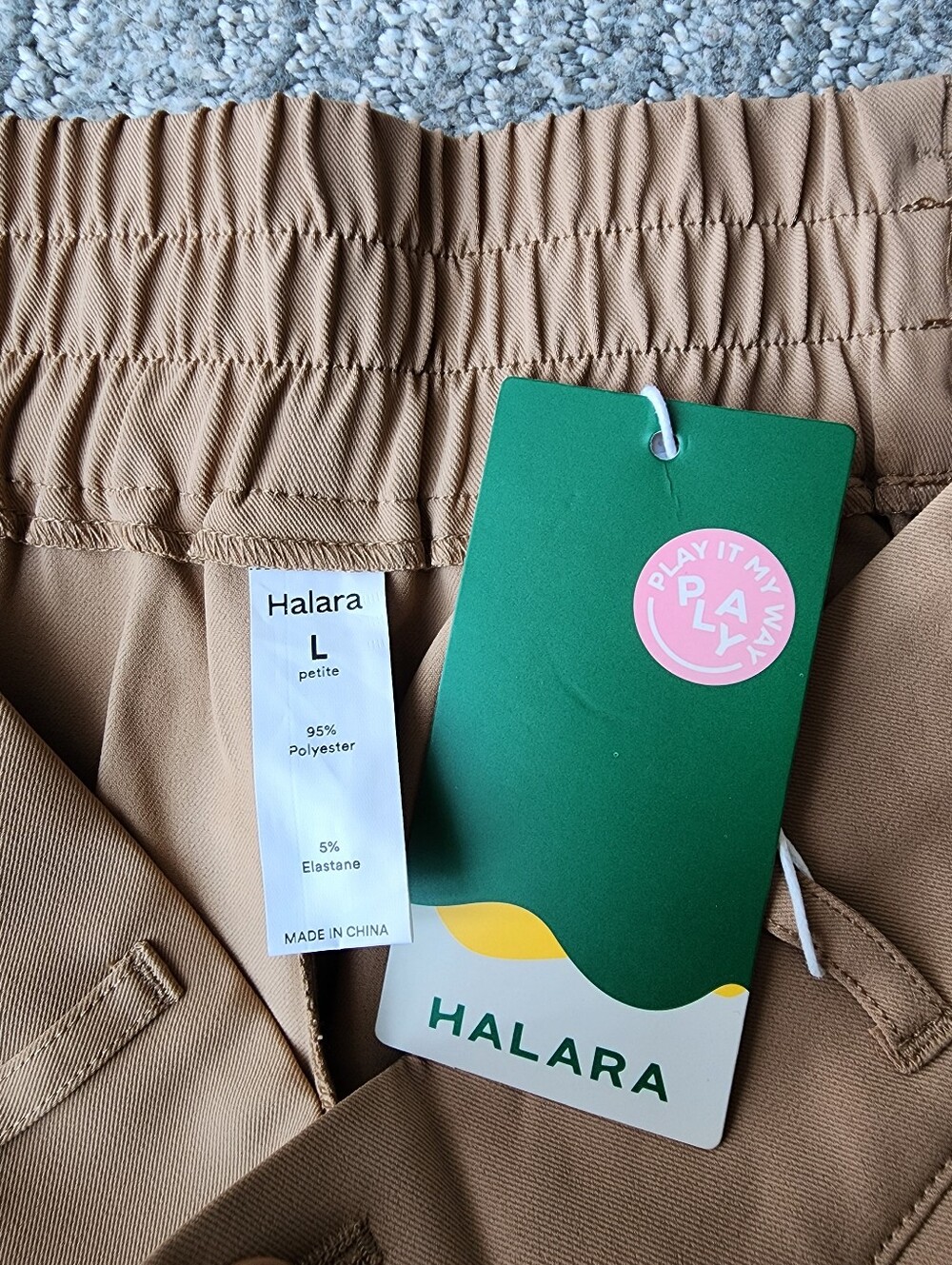 Halara High Waist Double Button Trousers Size Large Petite Color Cartouche NWT - Picture 8 of 8